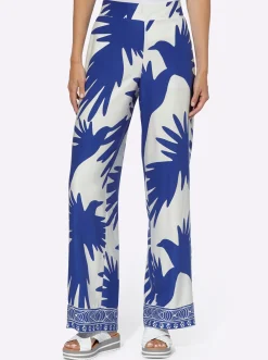 Hosen|heine Druckhose royalblau-ecru-bedruckt
