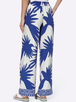 Hosen|heine Druckhose royalblau-ecru-bedruckt