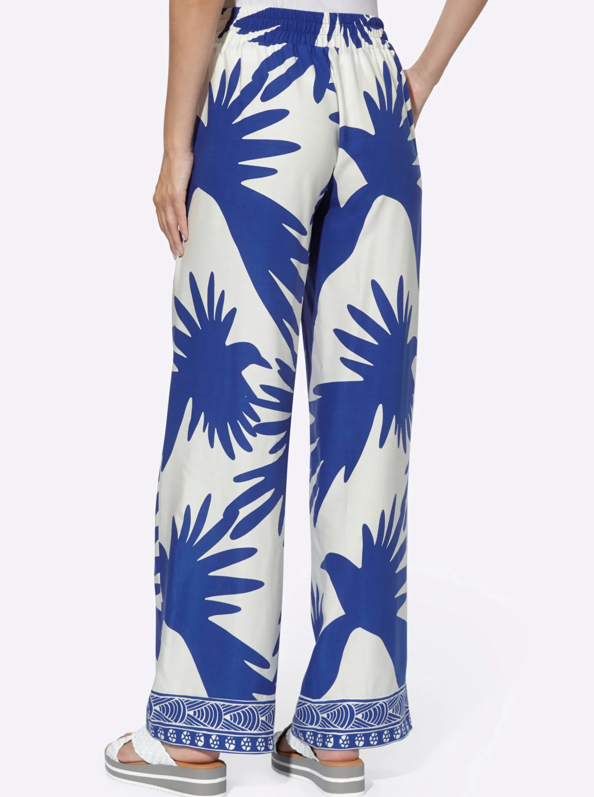 Hosen|heine Druckhose royalblau-ecru-bedruckt