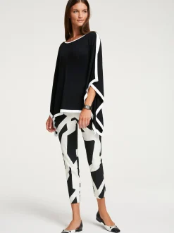 Hosen|heine Druck-Hose schwarz-ecru