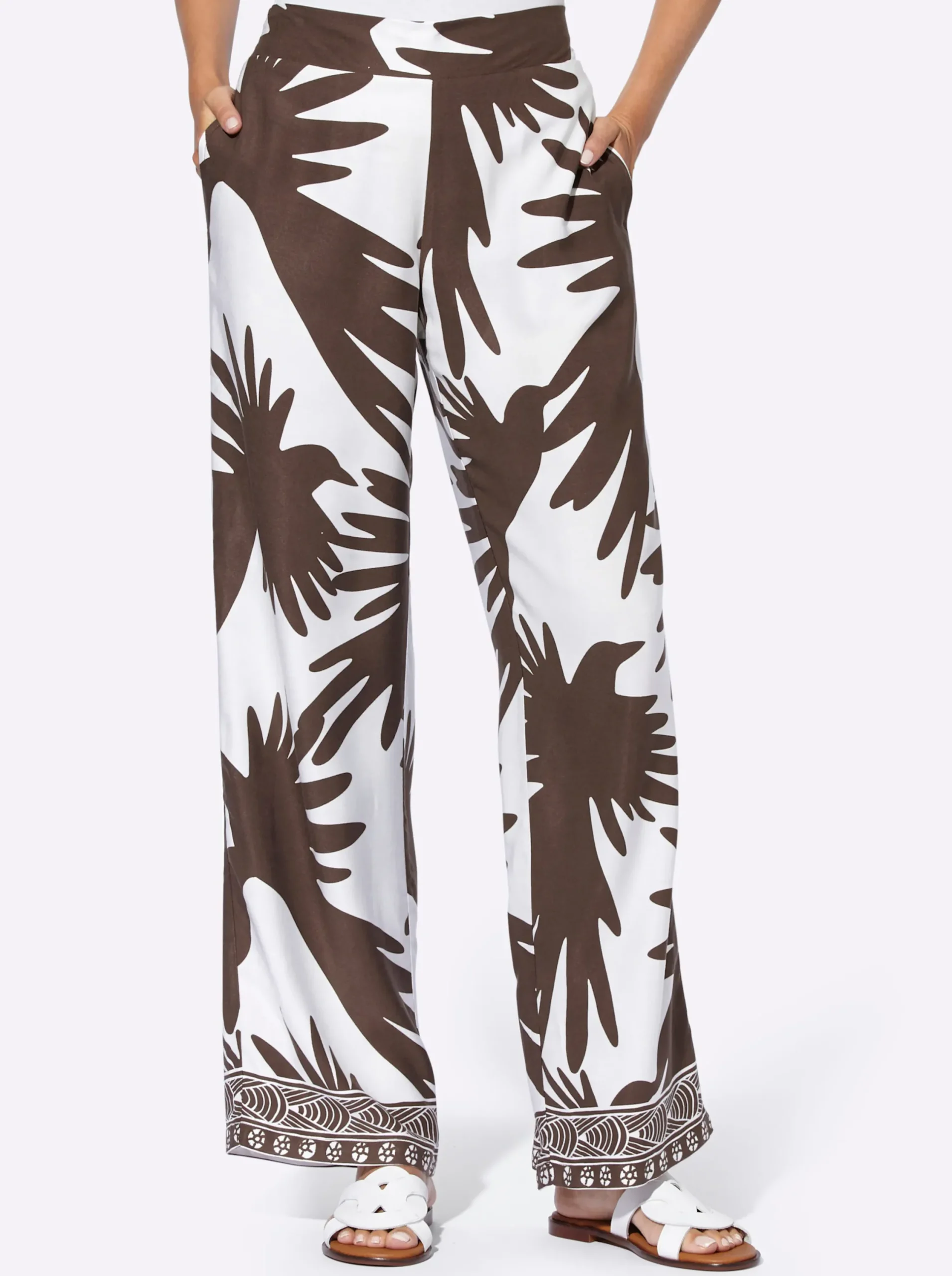 Hosen|heine Druckhose schoko-weiß-bedruckt