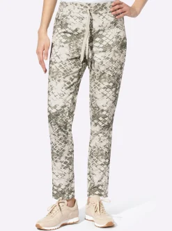 Hosen|heine Druckhose khaki-champagner-bedruckt
