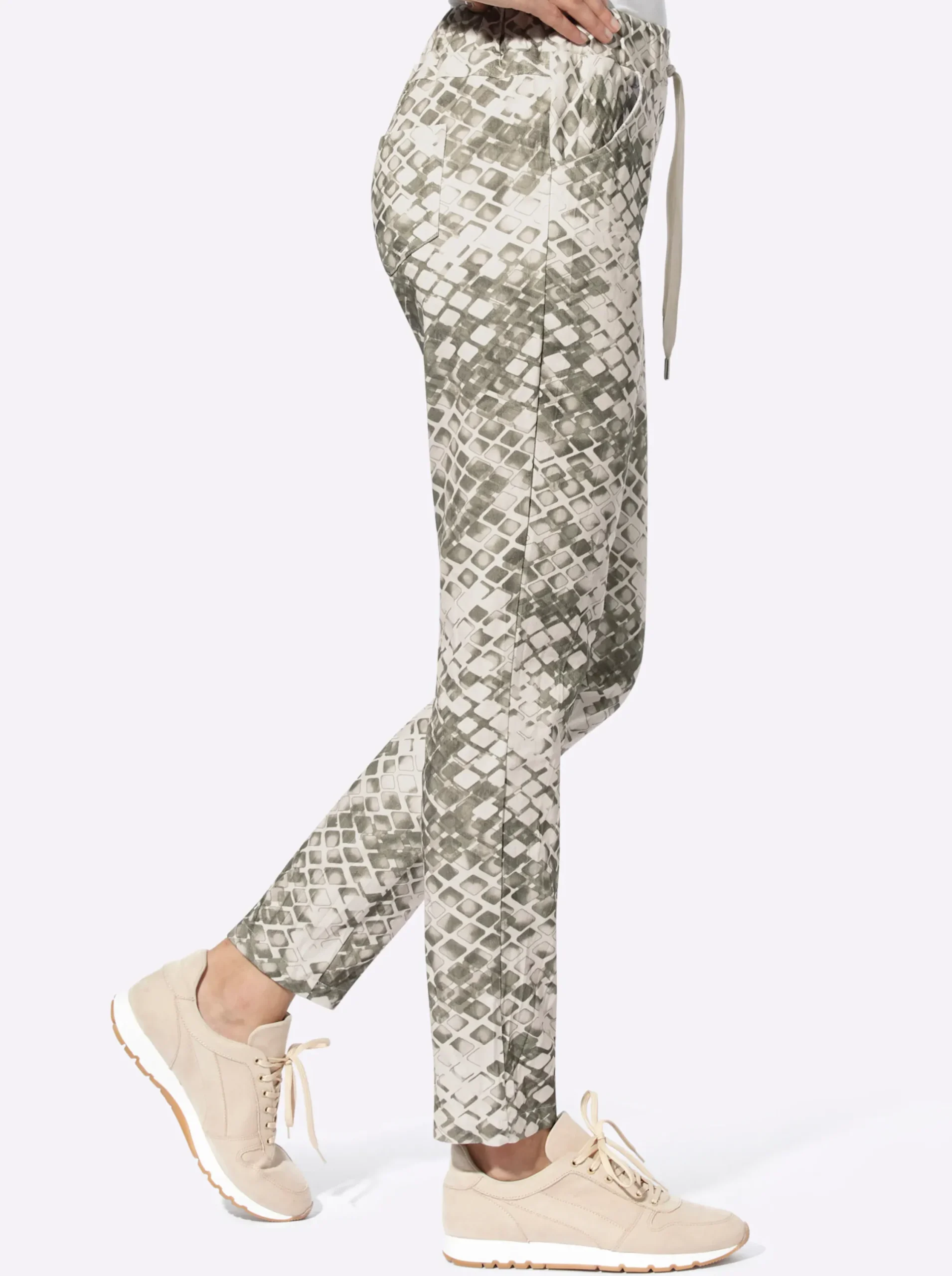 Hosen|heine Druckhose khaki-champagner-bedruckt