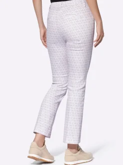 Hosen|heine Druckhose flieder-ecru-bedruckt