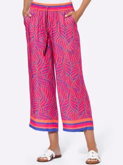 Hosen|heine Druckhose in bügelfreier Qualität royalblau-pink-bedruckt