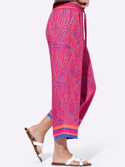 Hosen|heine Druckhose in bügelfreier Qualität royalblau-pink-bedruckt