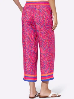 Hosen|heine Druckhose in bügelfreier Qualität royalblau-pink-bedruckt