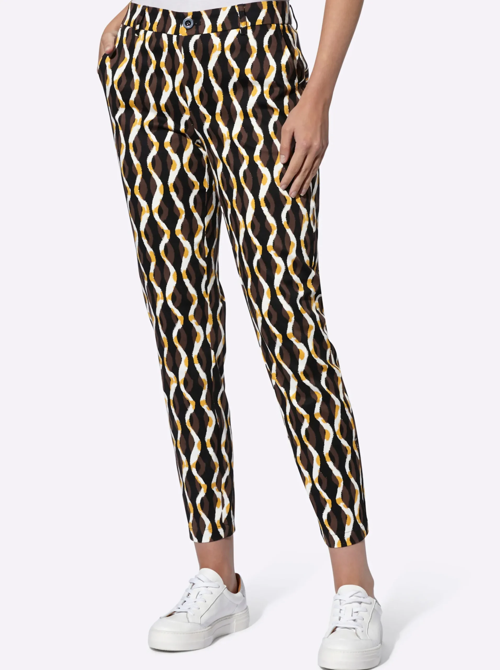 Hosen|heine Druckhose in 7/8-Länge schoko-ecru-bedruckt