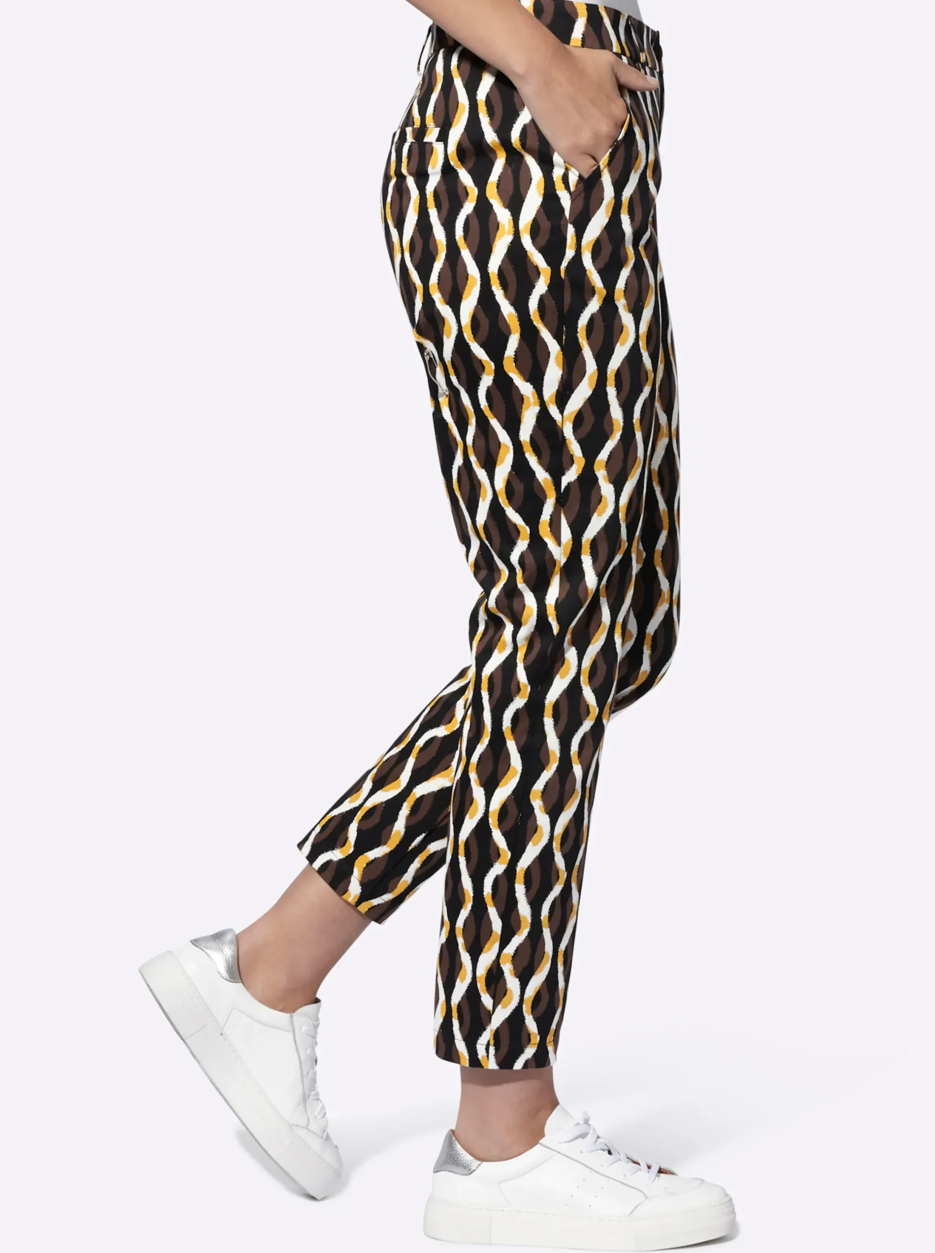 Hosen|heine Druckhose in 7/8-Länge schoko-ecru-bedruckt