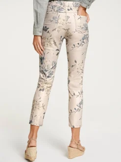 Hosen|heine Druckhose mit Blumen-Dessin sand-jade