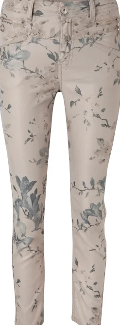 Hosen|heine Druckhose mit Blumen-Dessin sand-jade
