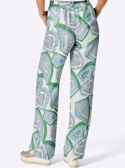 Hosen|CREATION L PREMIUM Druckhose mit Digitalprint weiß-hellblau-bedruckt