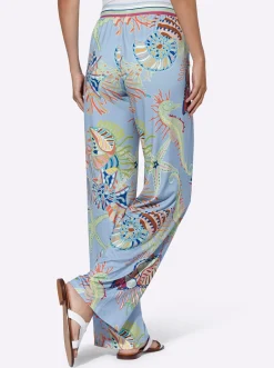 Hosen|heine Druckhose mit exklusivem Dessin eisblau-reseda-bedruckt