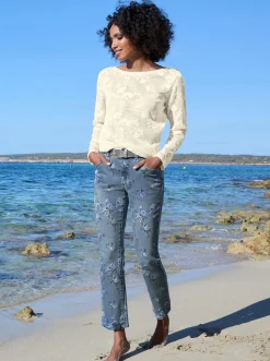 Jeans|heine Druckhose mit Push-up-Effekt blue-bleached-bedruckt