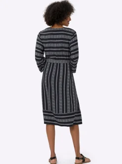 Kleider|heine Druckkleid schwarz-ecru-gemustert