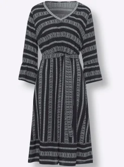 Kleider|heine Druckkleid schwarz-ecru-gemustert