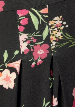 Strandkleider|Vivance Druckkleid schwarz-pink-bedruckt