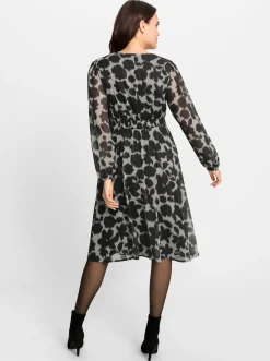 Kleider|heine Druckkleid champagner-schwarz-bedruckt