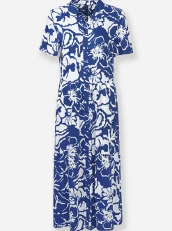 Kleider|heine Druckkleid royalblau-ecru-bedruckt