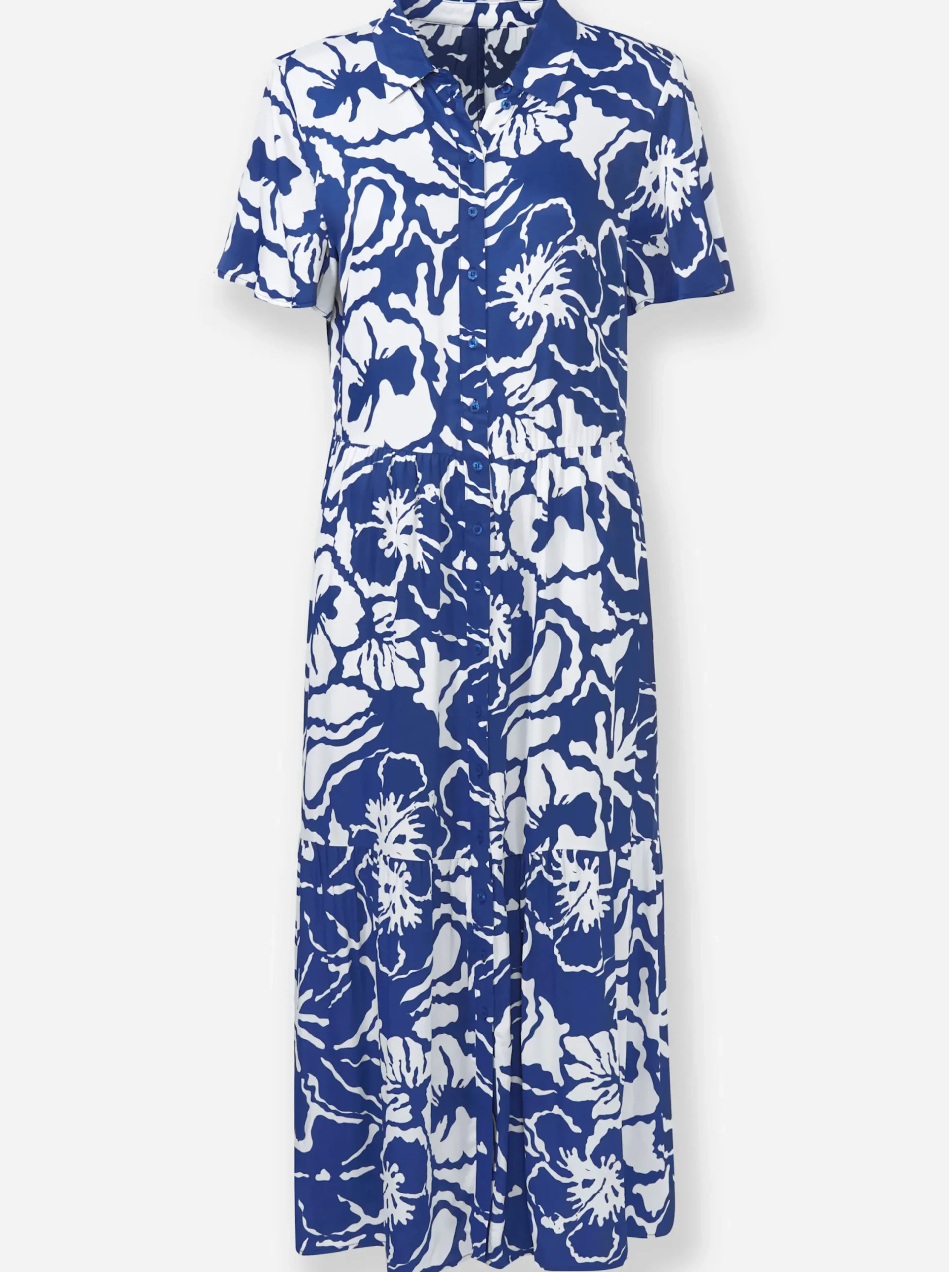 Kleider|heine Druckkleid royalblau-ecru-bedruckt
