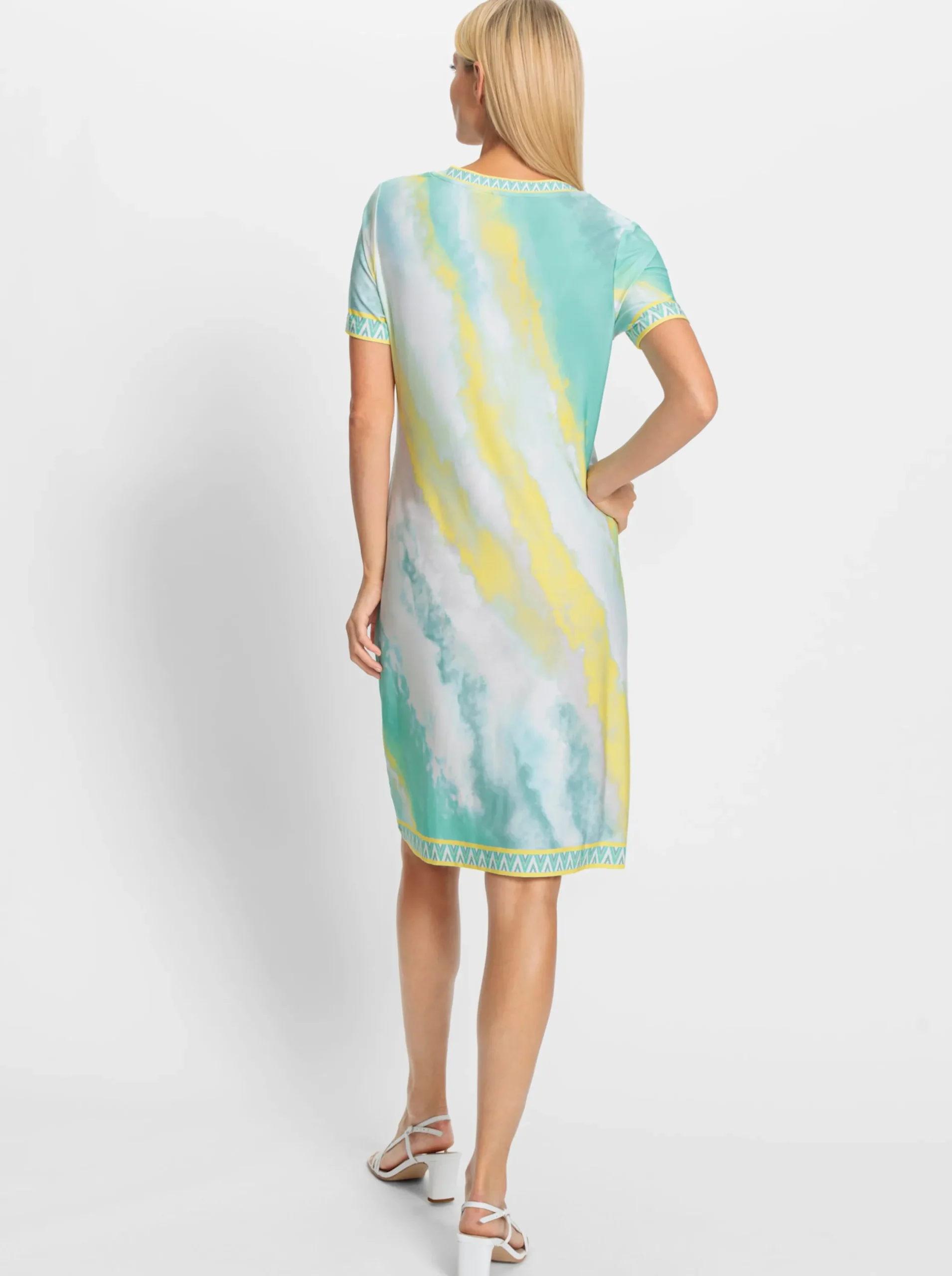 Kleider|heine Druckkleid in Batik-Optik blaugrün-limone-bedruckt