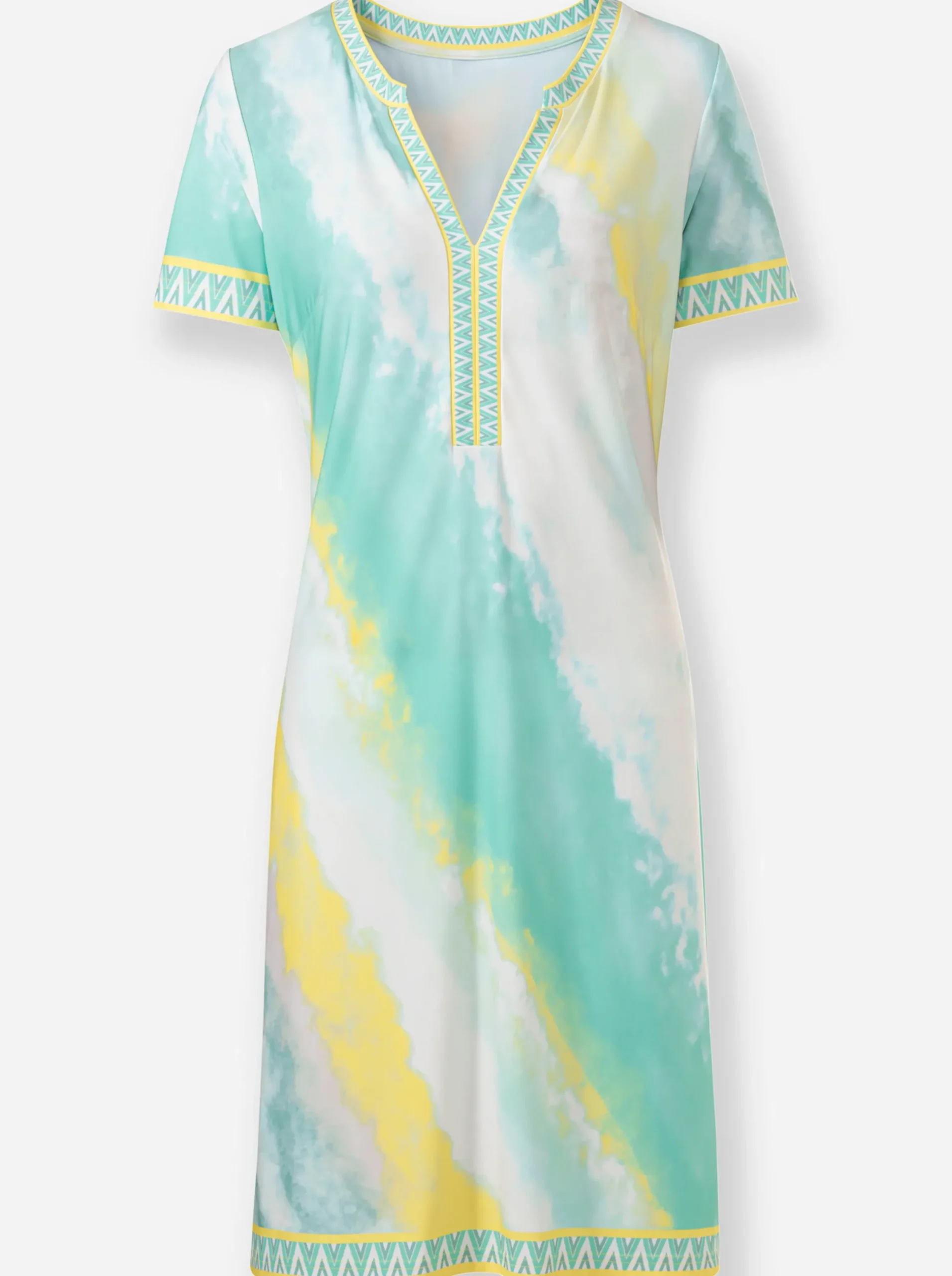 Kleider|heine Druckkleid in Batik-Optik blaugrün-limone-bedruckt