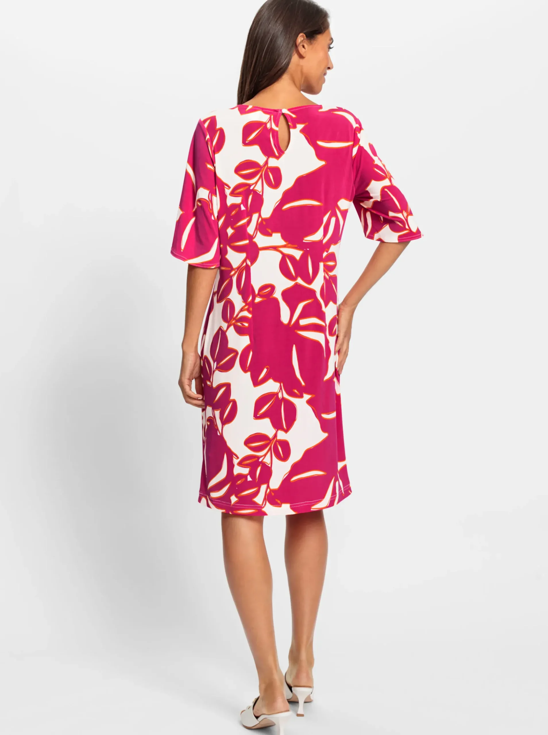 Kleider|heine Druckkleid in Koffer-Qualität champagner-pink-bedruckt