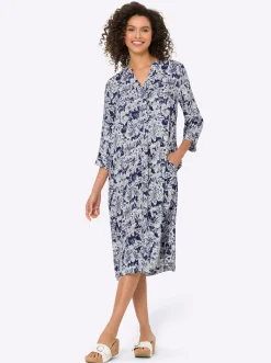 Kleider|heine Druckkleid in Modal-Webqualität marine-ecru-bedruckt