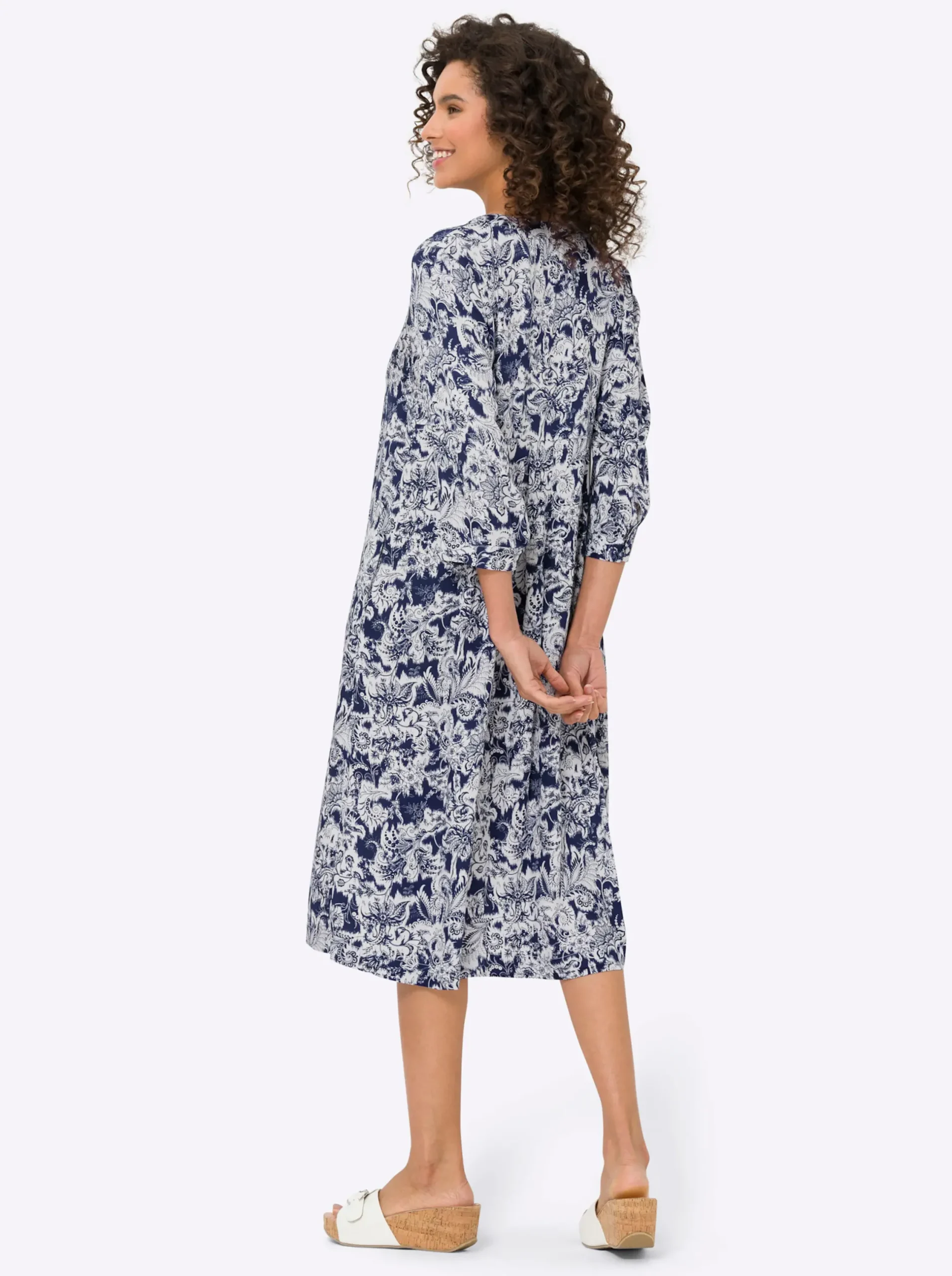Kleider|heine Druckkleid in Modal-Webqualität marine-ecru-bedruckt