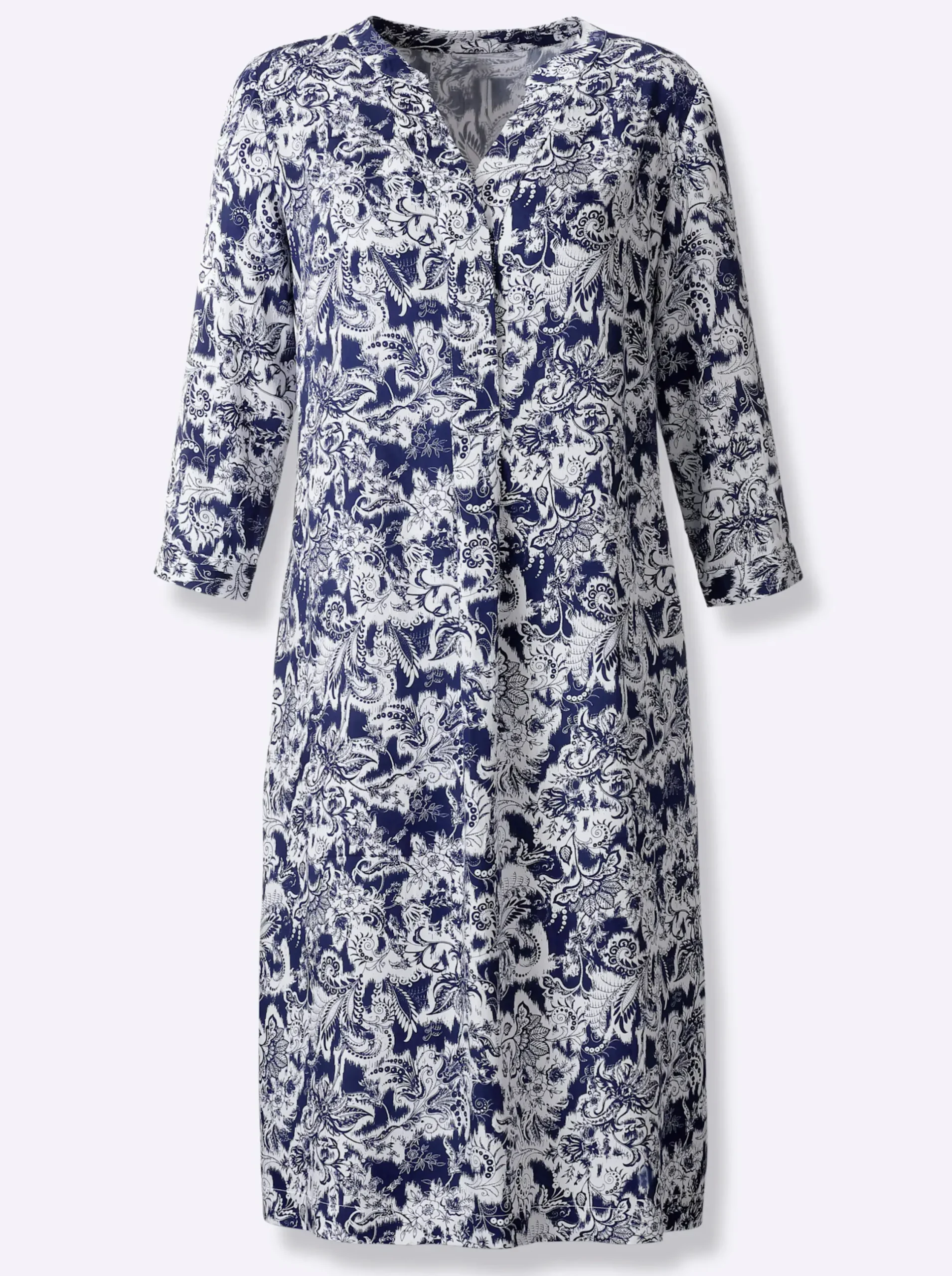 Kleider|heine Druckkleid in Modal-Webqualität marine-ecru-bedruckt