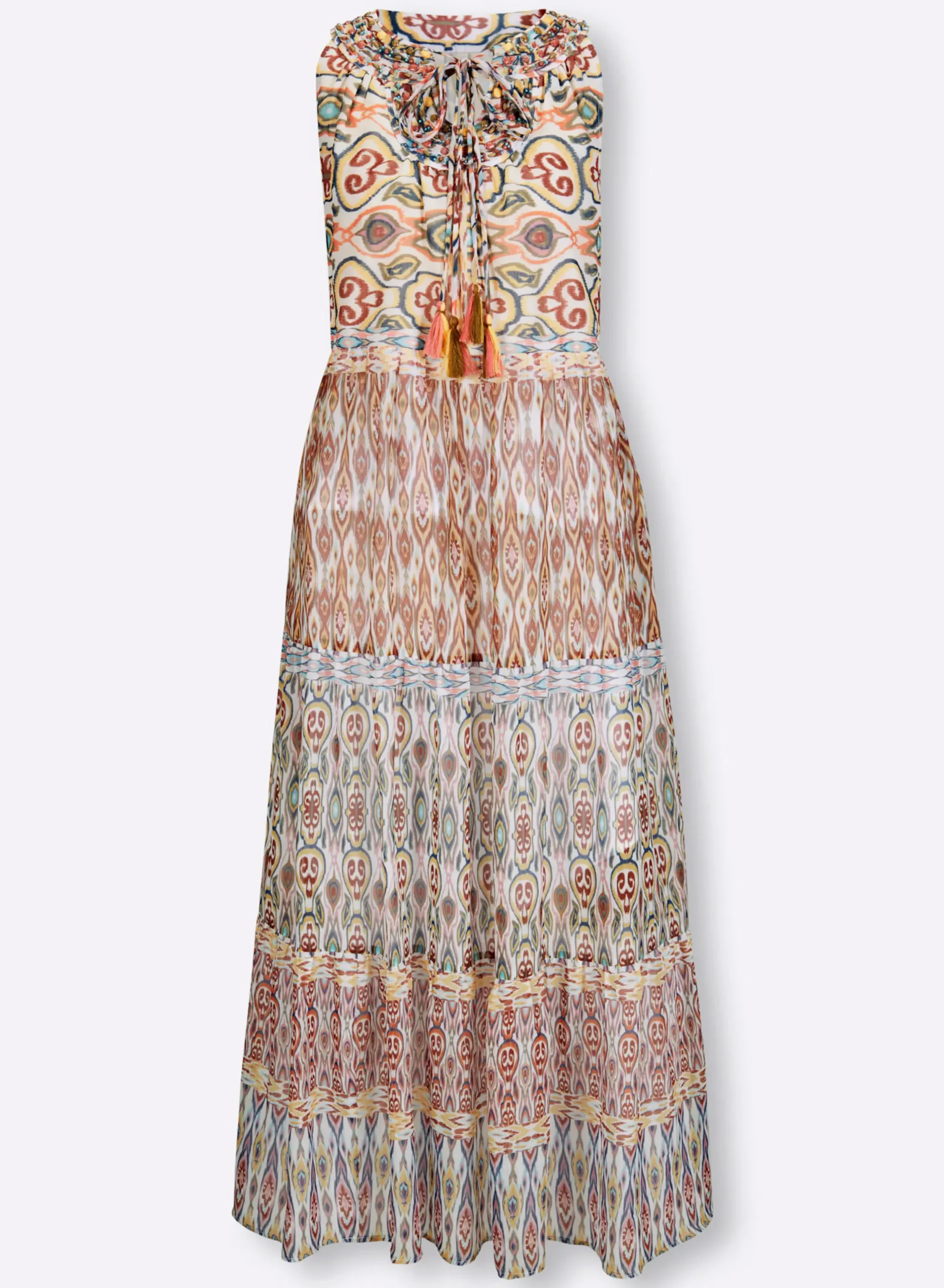 Kleider|heine Druckkleid in Stufenform papaya-khaki-bedruckt