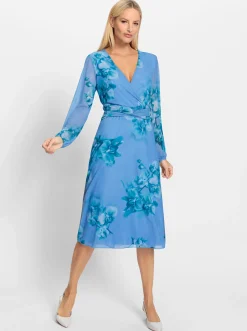 Abendkleider|heine Druckkleid in Wickel-Optik himmelblau-blaugrün-bedruckt