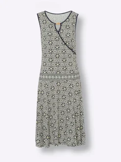 Kleider|heine Druckkleid in Wickel-Optik champagner-marine-bedruckt