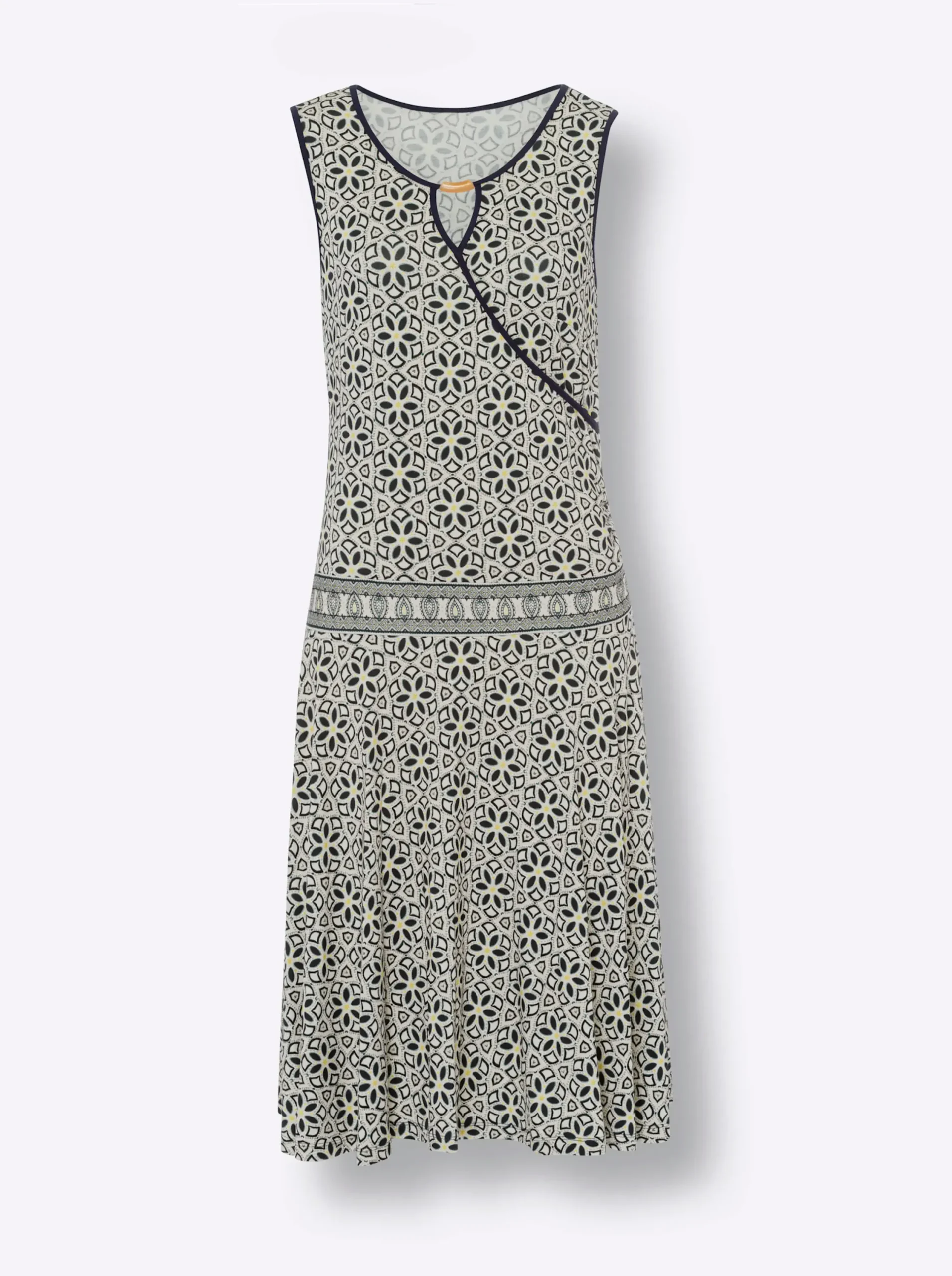 Kleider|heine Druckkleid in Wickel-Optik champagner-marine-bedruckt
