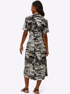 Kleider|heine Druckkleid mit Bindegürtel schwarz-weiß-bedruckt