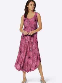 Kleider| Druckkleid mit Blüten-Muster, figurumspielend beere-graphit-bedruckt