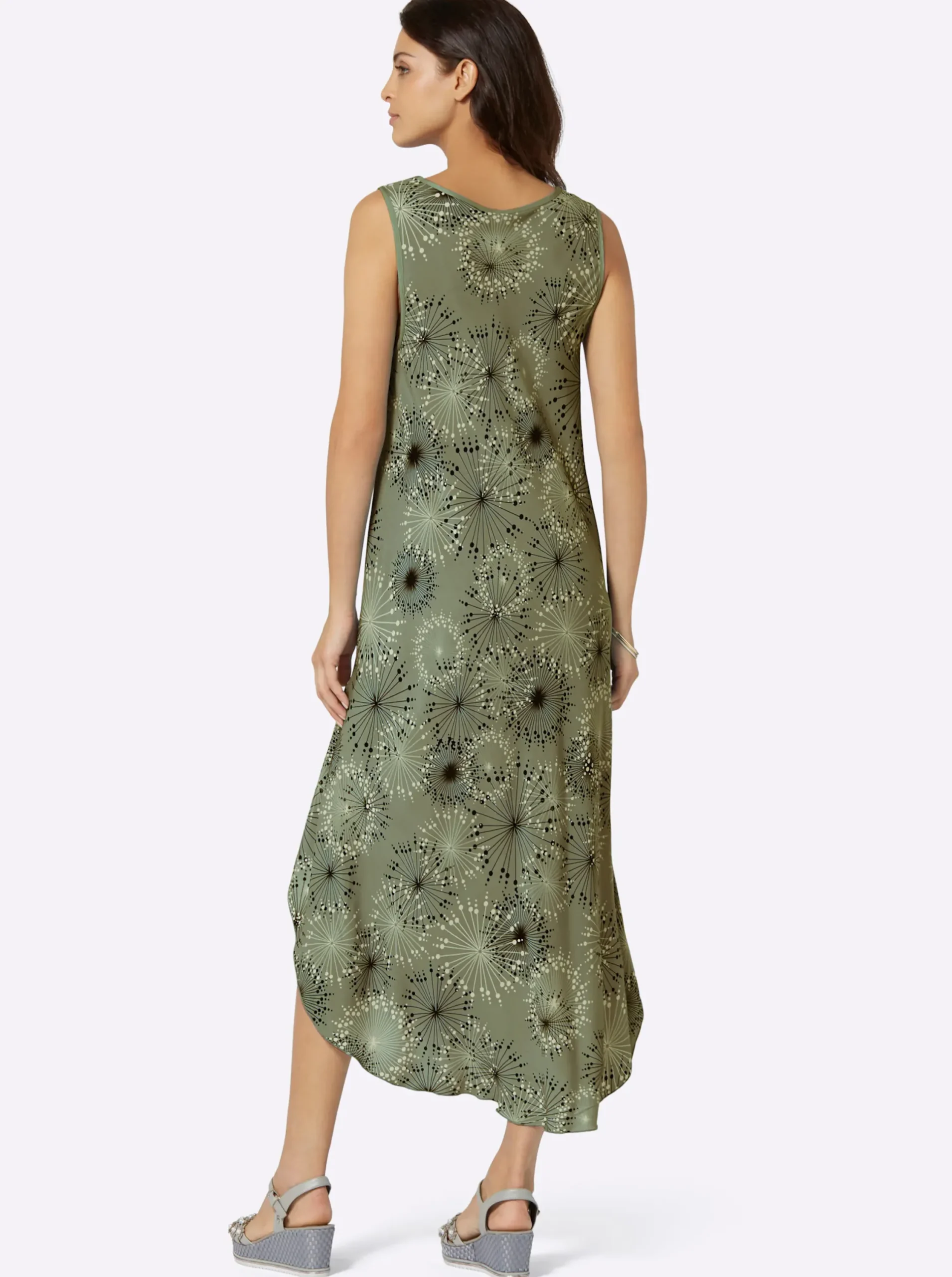 Kleider| Druckkleid mit Blüten-Muster, figurumspielend khaki-graphit-bedruckt