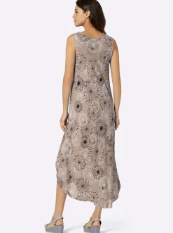 Strandkleider|Kleider| Druckkleid mit Blüten-Muster, figurumspielend sesam-graphit-bedruckt