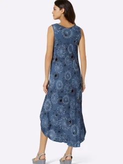 Strandkleider|Kleider| Druckkleid mit Blüten-Muster, figurumspielend rauchblau-graphit-bedruckt