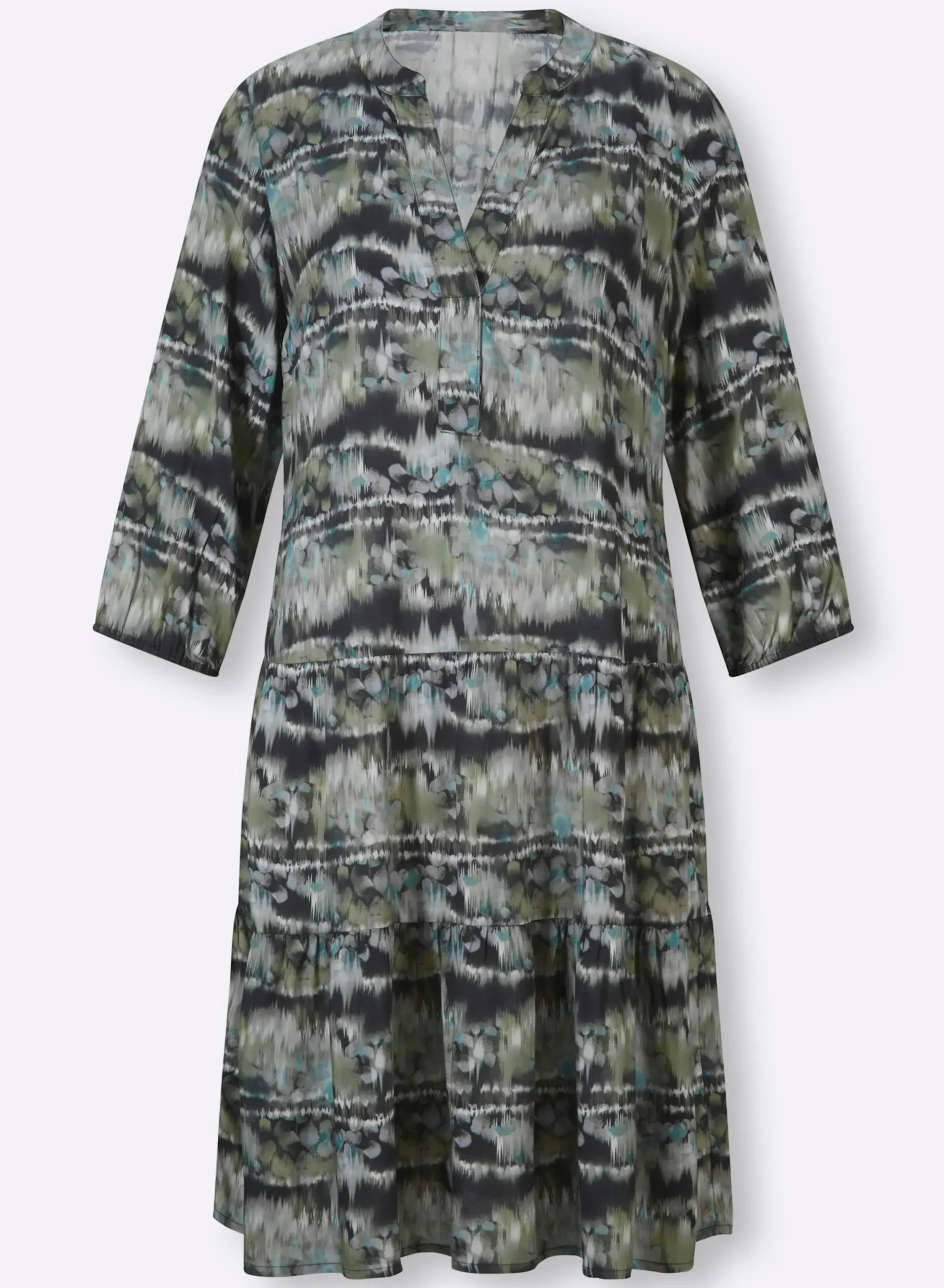 Kleider|heine Druckkleid mit elastischen Bündchen schilf-jade-bedruckt
