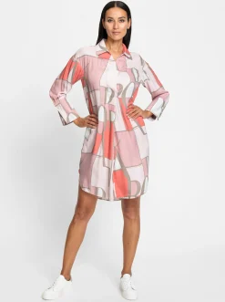 Kleider|heine Druckkleid mit Hemdkragen koralle-hellrosé-bedruckt