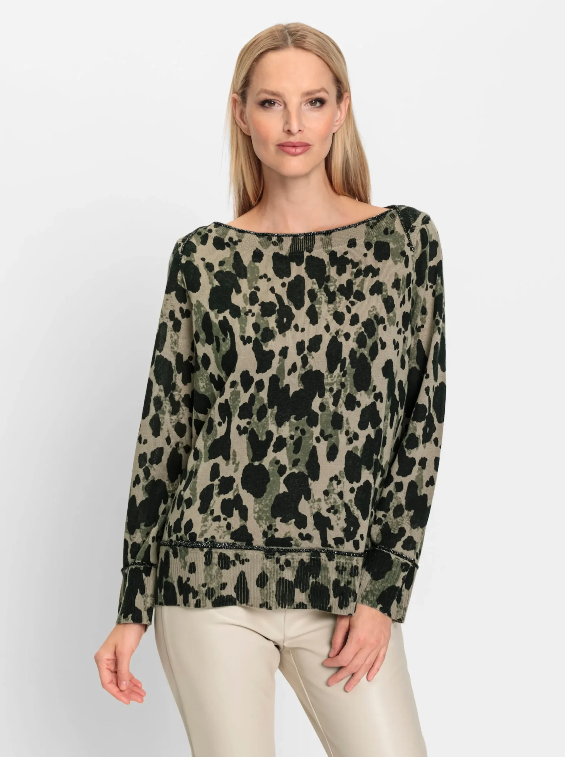 Pullover|heine Druck-Pullover schlamm-schwarz-bedruckt