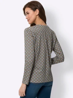 Shirts|heine Druck-Shirt schwarz-beige-bedruckt