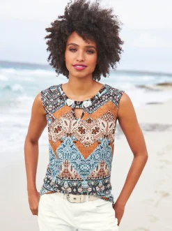 Strandmode|heine Druck-Shirt papaya-rotbraun-bedruckt