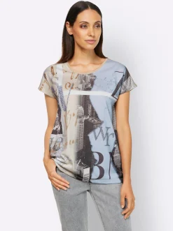 Shirts|heine Druck-Shirt ecru-bleu-bedruckt