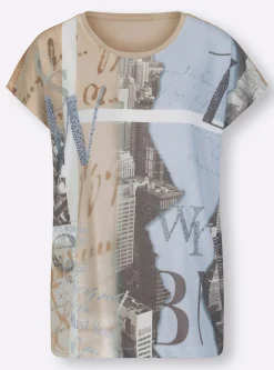 Shirts|heine Druck-Shirt ecru-bleu-bedruckt