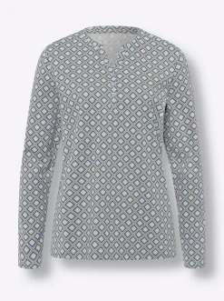 Shirts|heine Druck-Shirt grau-hellblau-bedruckt
