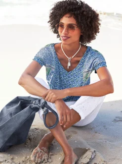Shirts|heine Druck-Shirt jeansblau-bleu-bedruckt