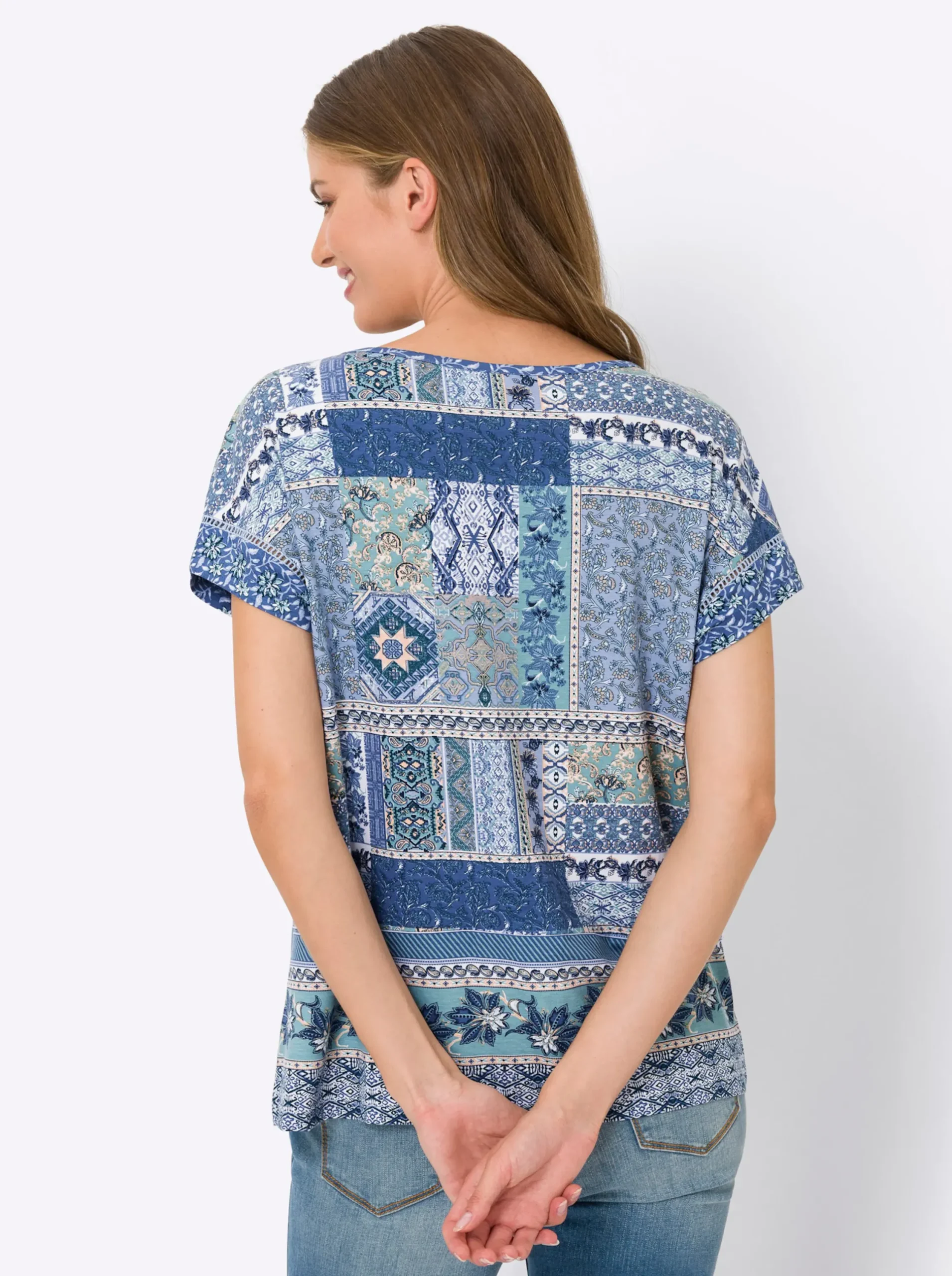 Shirts|heine Druck-Shirt jeansblau-bleu-bedruckt