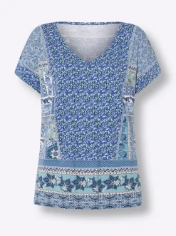 Shirts|heine Druck-Shirt jeansblau-bleu-bedruckt
